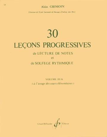 30 Leçons progressives de lecture de notes et de solfège. Volume 3A Visual