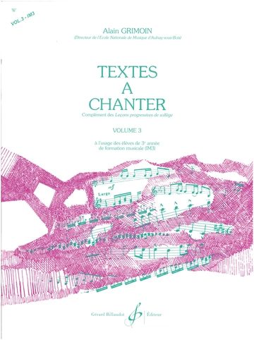Textes à chanter. Volume 3 Visuel