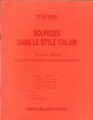 Solfèges dans le style italien. Volume 4 : 25 Leçons Visual