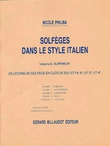 Solfèges dans le style italien. Volume 5 : 25 Leçons Visual