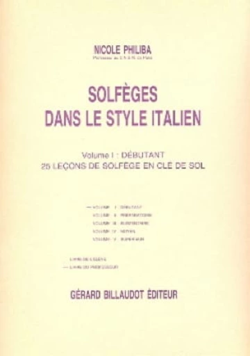 Solfèges dans le style italien. Volume 1 : 25 leçons Visual