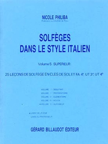 Solfèges dans le style italien. Volume 5 : 25 Leçons Visual