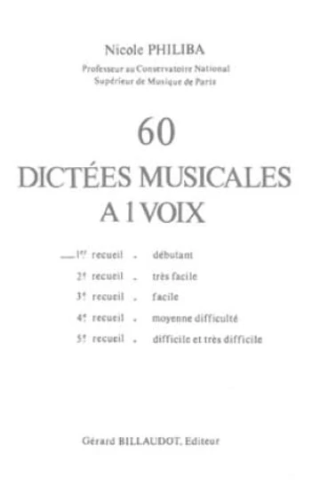 60 Dictées musicales à 1 voix. Volume 1 Visual